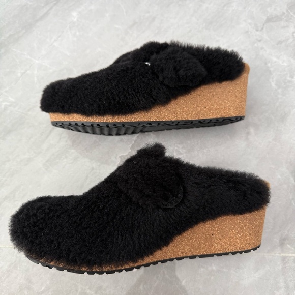 Women’s Birkenstock Papillio Fanny Teddy Shearling Mule Wedge Clog US 9 EU 40 - Picture 6 of 16